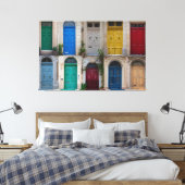 Reeks kleurrijke voordeuren op Malta Canvas Afdruk (Insitu (Slaapkamer))