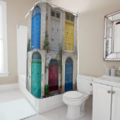 Reeks kleurrijke voordeuren op Malta Douchegordijn (In situ)