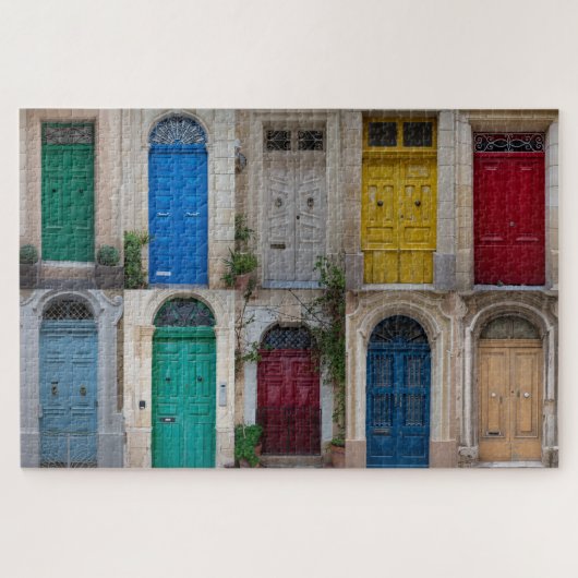 Reeks kleurrijke voordeuren op Malta Legpuzzel (Horizontaal)
