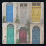 Reeks kleurrijke voordeuren op Malta Stenen Onderzetter<br><div class="desc">Set kleurrijke voordeuren in Valletta,  Malta. Collage van kleurrijke voordeuren in Malta.</div>