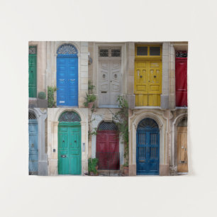 Reeks kleurrijke voordeuren op Malta Wandkleed