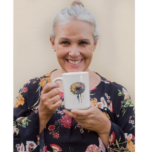 Reeks kleurrijke waterverf paardenbloemen koffiemok