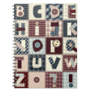 Reeks letters alfabeten in lappendeken stijl. 1 me notitieboek