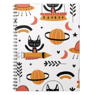Reeks leuke kattenillustratie ontwerpkunst. F Notitieboek