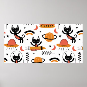 Reeks leuke kattenillustratie ontwerpkunst. F Poster