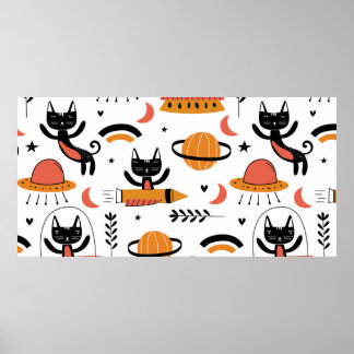 Reeks leuke kattenillustratie  ontwerpkunst. F Poster