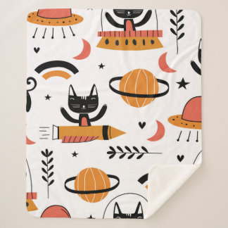 Reeks leuke kattenillustratie  ontwerpkunst. F Sherpa Deken