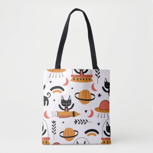 Reeks leuke kattenillustratie ontwerpkunst. F Tote Bag (Voorkant)