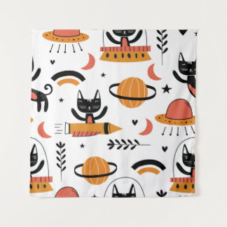 Reeks leuke kattenillustratie  ontwerpkunst. F Wandkleed