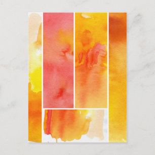 Reeks met de hand geschilde abstracte waterverf briefkaart