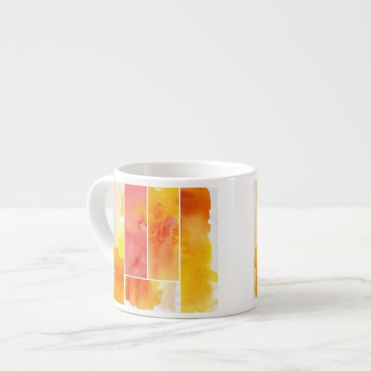 Reeks met de hand geschilde abstracte waterverf espresso kop (Links)