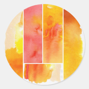 Reeks met de hand geschilde abstracte waterverf ronde sticker
