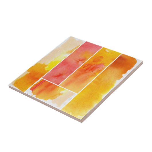 Reeks met de hand geschilde abstracte waterverf tegeltje (Zijkant)