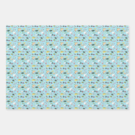 Reeks met drie vellen kerstbekkenpakpapier