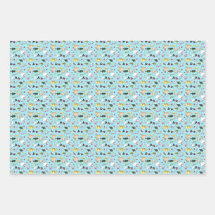 Reeks met drie vellen kerstbekkenpakpapier