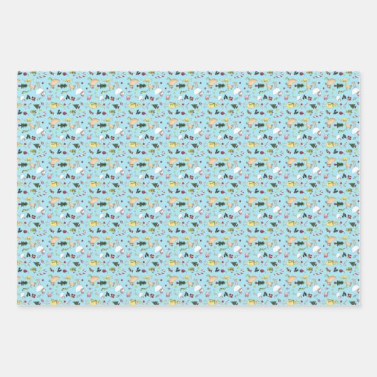 Reeks met drie vellen kerstbekkenpakpapier (Voorkant)