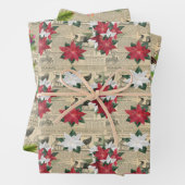 Reeks met drie vintage kerstkaarten inpakpapier vel (In situ)