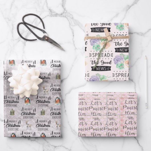 Reeks met kerstpapier voor waterverf 3 inpakpapier vel (Voorkant)