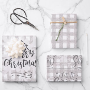 Reeks met kerstpapier voor waterverf 3 inpakpapier vel
