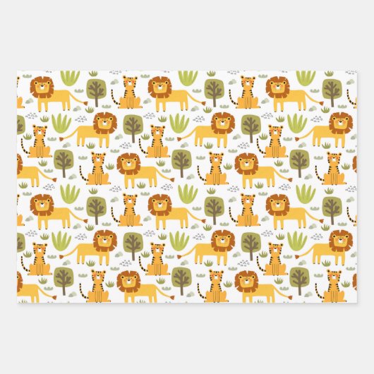 Reeks Oerwoud van Lion Tiger met onmiddellijke ver Inpakpapier Vel (Voorkant)