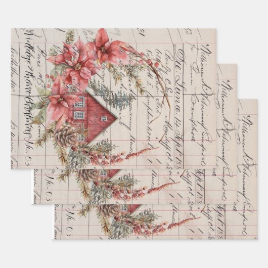 Reeks ompakken papier (3)  thema Kerstmis 03 Inpakpapier Vel (Set)