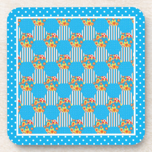 Reeks Onderzetters met kurk Oranje, blauw Patchwor