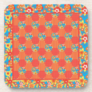 Reeks Onderzetters met kurk Oranje, blauw Patchwor