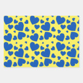 Reeks papierbladen Harten blauw en geel Inpakpapier Vel (Voorkant)