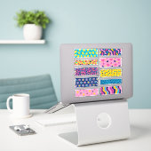 Reeks plakkerige washi-sticker sticker (Laptop op bureau)