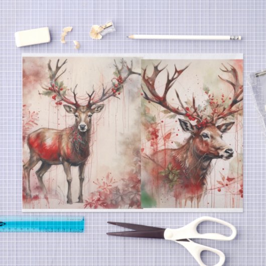 Reeks Rendier Decoupage Paper Tissuepapier (Craft)