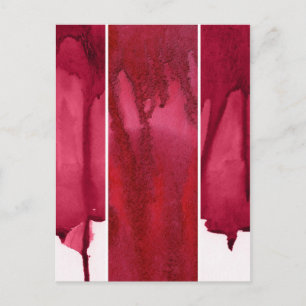 Reeks rode waterverf abstracte handbeschilderd briefkaart