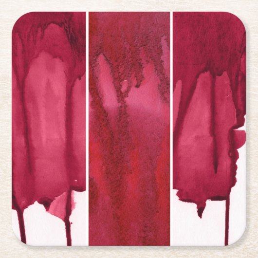 Reeks rode waterverf abstracte handbeschilderd kartonnen onderzetters (Voorkant)