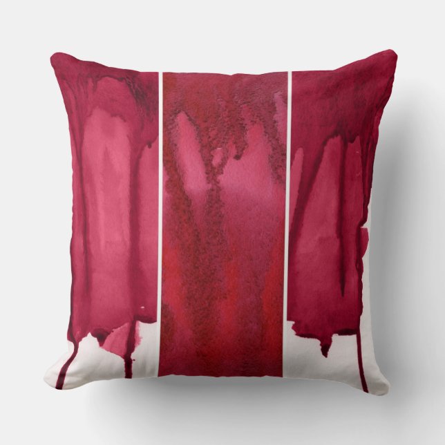 Reeks rode waterverf abstracte handbeschilderd kussen (Voorkant)