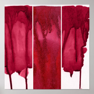 Reeks rode waterverf abstracte handbeschilderd poster