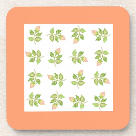 Reeks  roze rosebuds kurk-gesteunde Onderzetters (Voorkant)