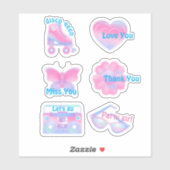 Reeks roze trendy sticker (Vel)