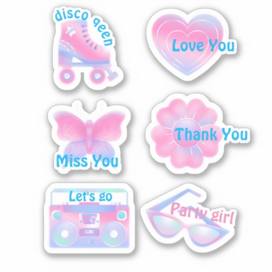 Reeks roze trendy sticker (Voorkant)