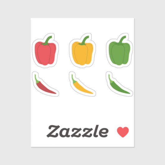 Reeks Stickers van Chili Peppers & Bell Peppers (Vel)