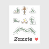 Reeks Stickers voor kamperen, wandelen en buitensh (Vel)