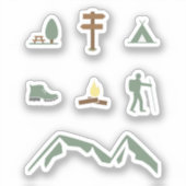 Reeks Stickers voor kamperen, wandelen en buitensh (Voorkant)