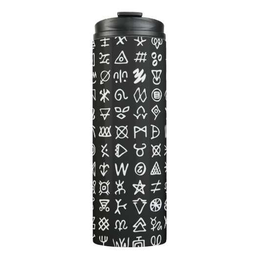 Reeks symbolen rune letters doopvont. Ancient occu Thermosbeker (Voorkant)
