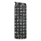 Reeks symbolen rune letters doopvont. Ancient occu Thermosbeker (Geroteerd rechts)