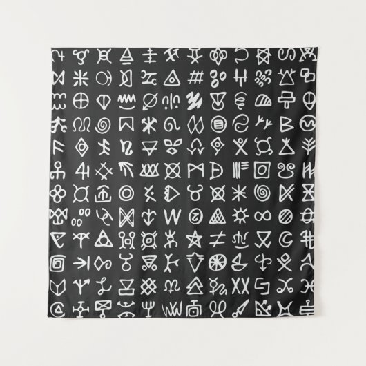 Reeks symbolen rune letters doopvont. Ancient occu Wandkleed (Voorkant)