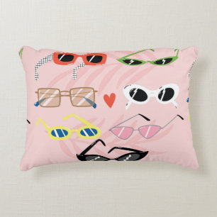 Reeks trendy zonnebrillen in leuke cartoon stijl accent kussen