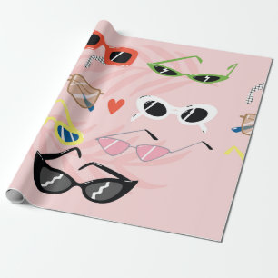 Reeks trendy zonnebrillen in leuke cartoon stijl cadeaupapier