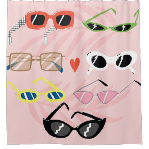 Reeks trendy zonnebrillen in leuke cartoon stijl douchegordijn