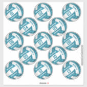 reeks van 13 meisjesnamen van de blauwgroen volley sticker (Vel)