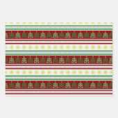 Reeks van 3 Festive, Coördinerend Kerstmis Inpakpapier Vel (Voorkant)