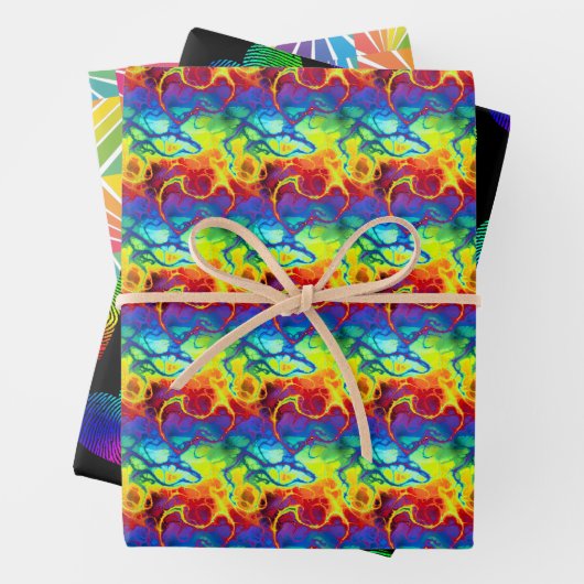 Reeks van 3 gekleurde, met schroefdraad gevulde pa inpakpapier vel (In situ)