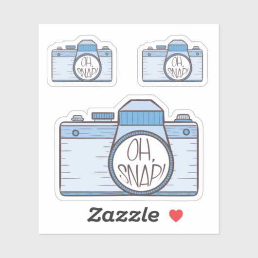 Reeks van 3 Oh Snap! Blue Pastel Camera Sticker (Vel)